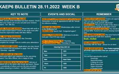 W/c 28.11.2022 Sixth Form Bulletin Week B
