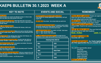 W/c 30.01.2023 Sixth Form Bulletin Week A