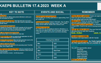 W/c 17.04.2023 Sixth Form Bulletin Week A