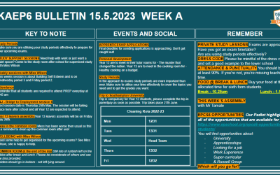 W/c 15.05.2023 Sixth Form Bulletin Week A
