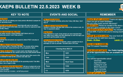 W/c 22.05.2023 Sixth Form Bulletin Week B