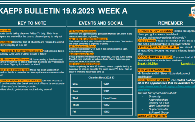 W/c 19.06.2023 Sixth Form Bulletin Week A