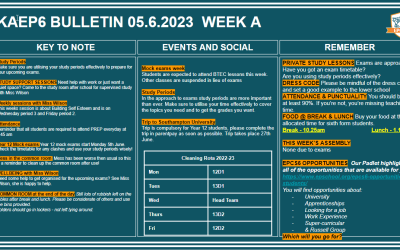 W/c 05.06.2023 Sixth Form Bulletin Week A